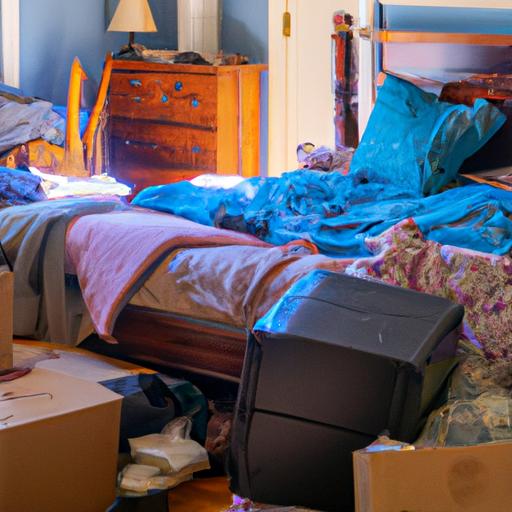 A messy bedroom highlighting the importance of renters insurance for protecting personal belongings.