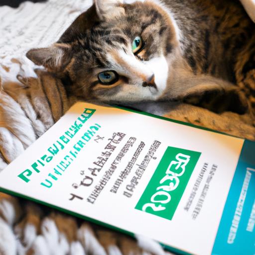 A cat relaxing on a blanket with a Progressive pet insurance brochure nearby