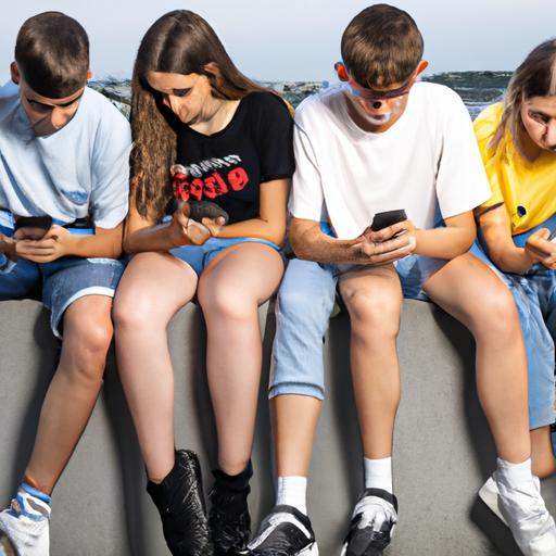 Captivated by the latest pop culture trend, these teenagers are fully immersed in the digital realm.